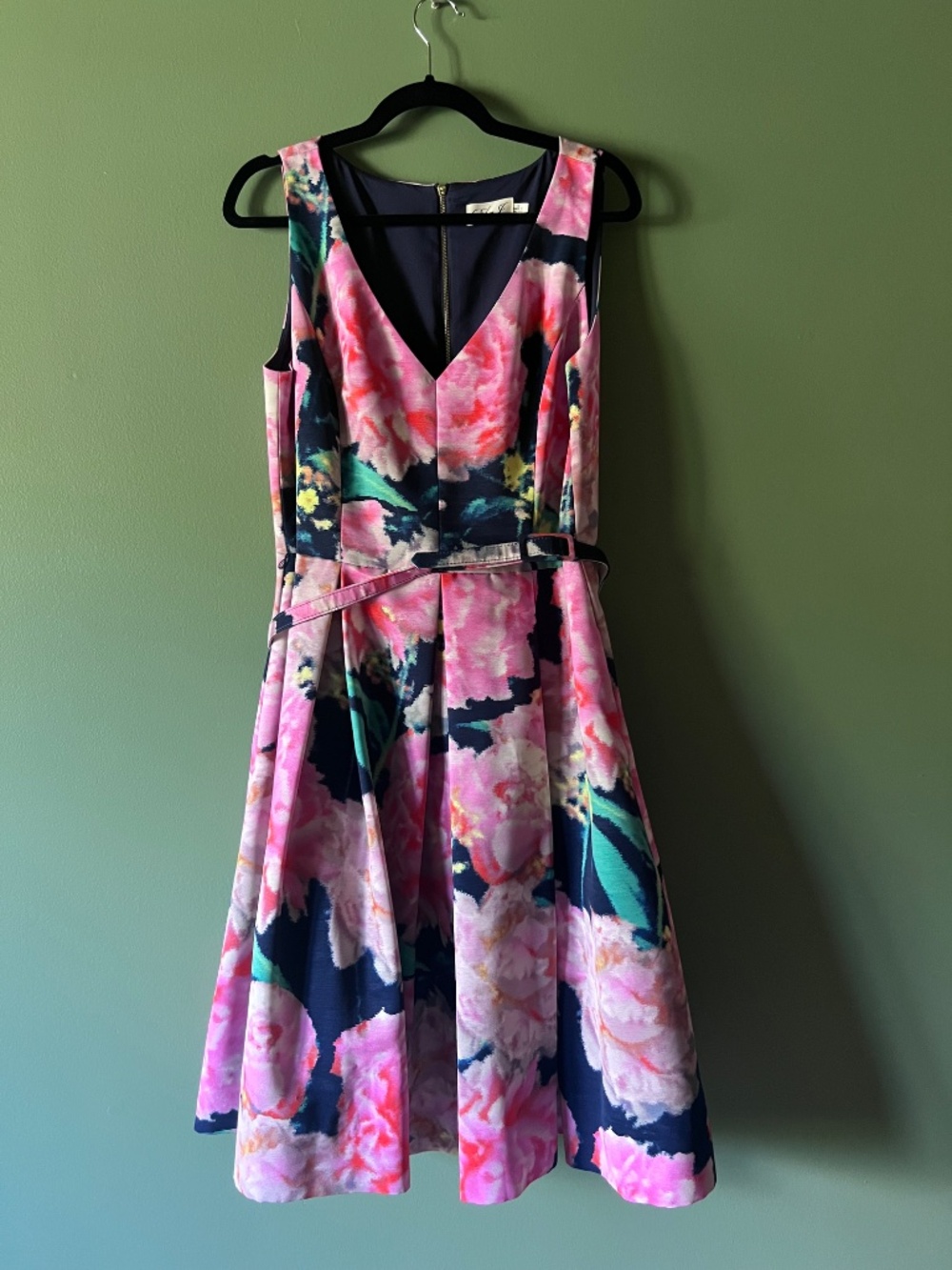 Eliza J A-Line Floral Pleated Dress